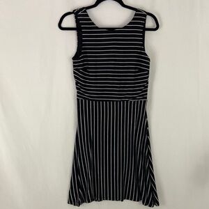Loft Black and White Striped Back Out Dress Size 4P